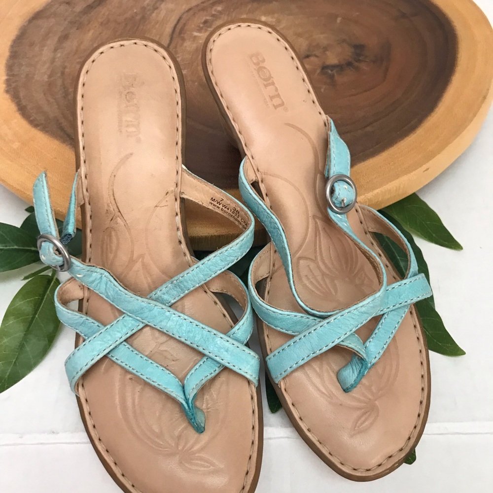 Born Multi Strap Stacked Heel Slides Sandals - image 7